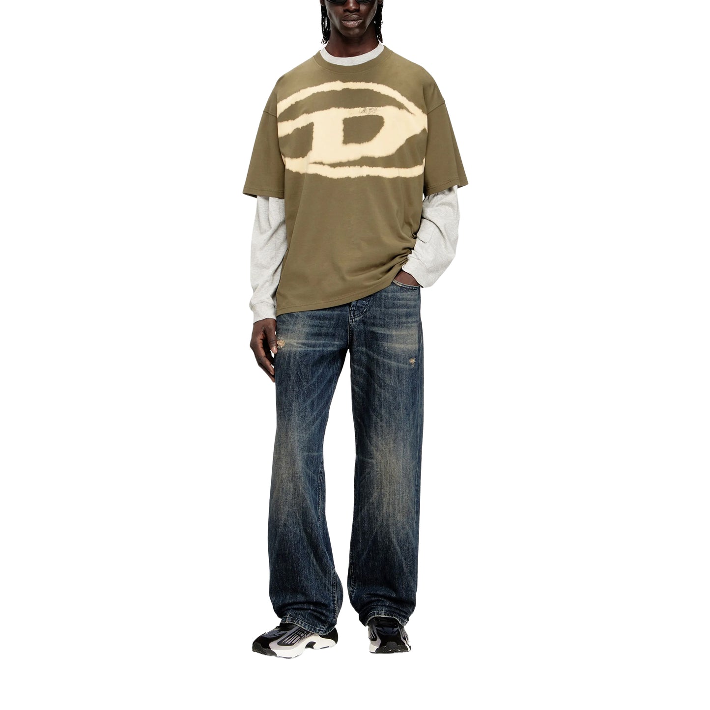 Green - Lifestyle - Diesel Mens T-Boxt Bleached Logo Oversized T-Shirt