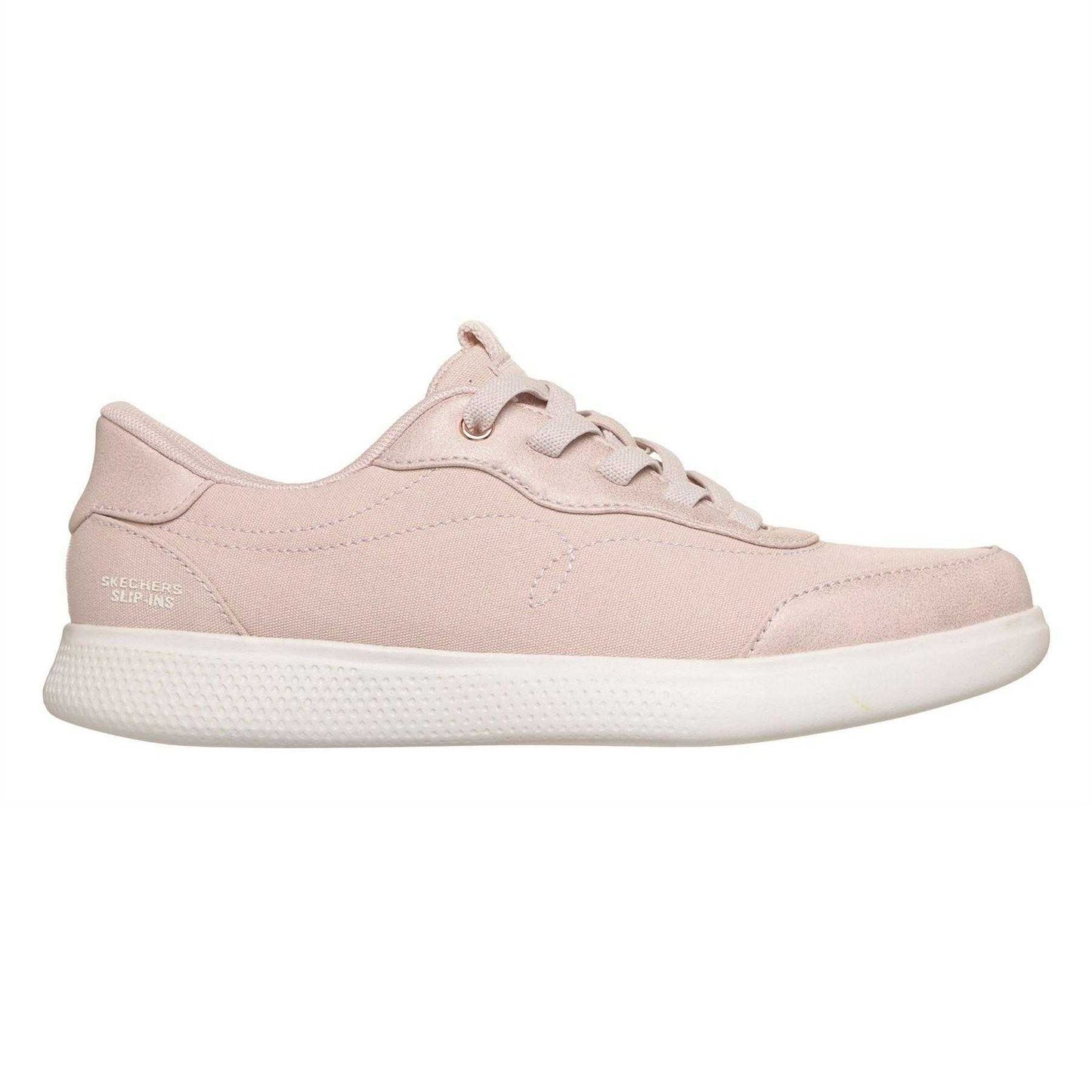 Light Pink - Front - Skechers Womens-Ladies Bobs Skip Suede Casual Shoes