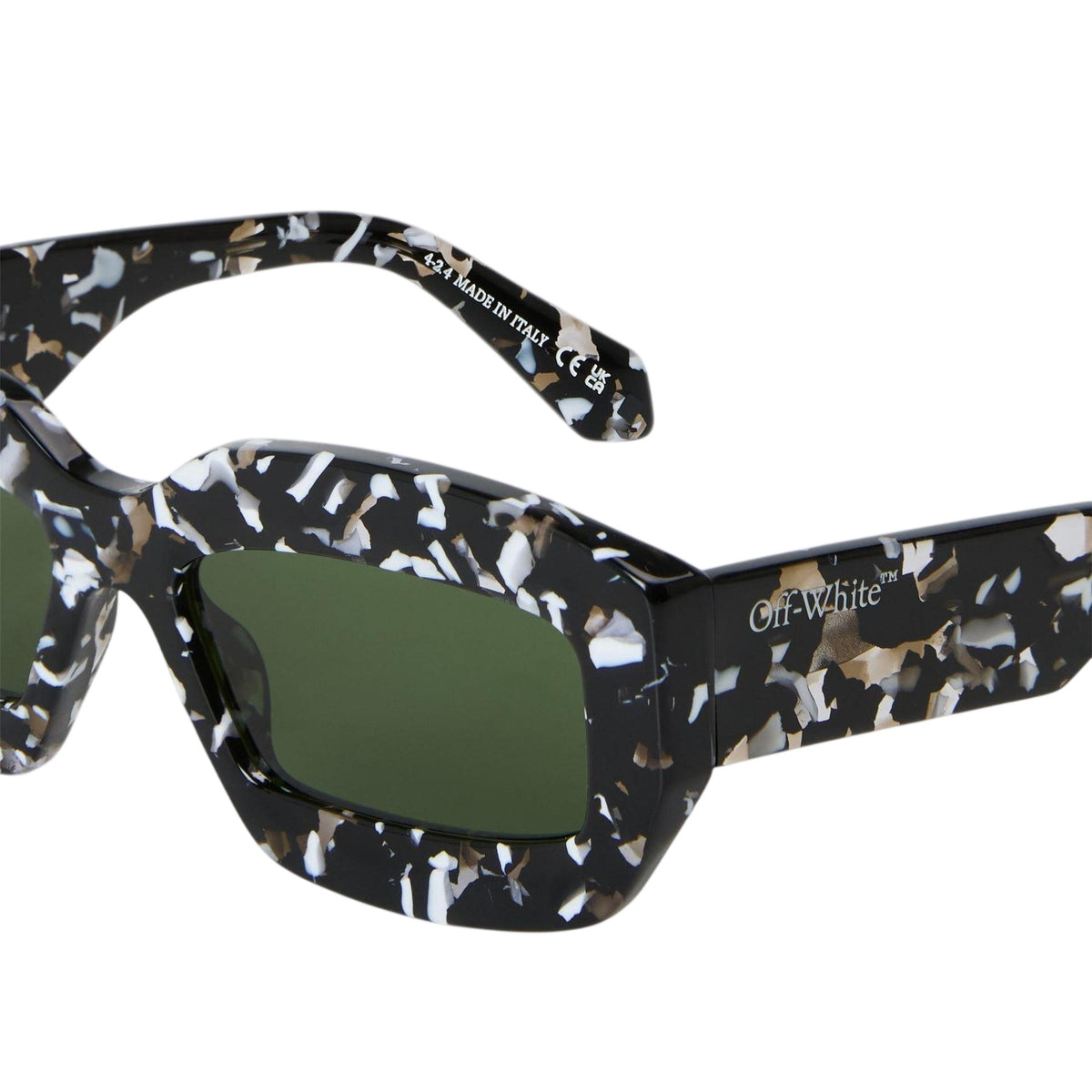 Black-Green - Side - Off White Womens-Ladies Charlotte Marble Effect Sunglasses