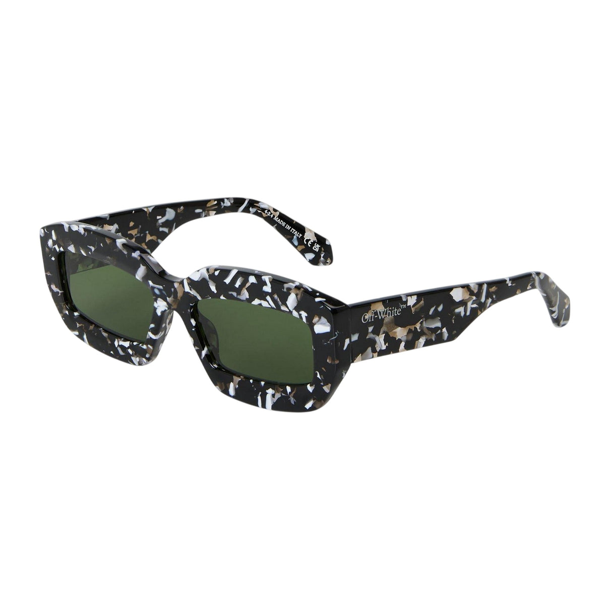 Black-Green - Front - Off White Womens-Ladies Charlotte Marble Effect Sunglasses