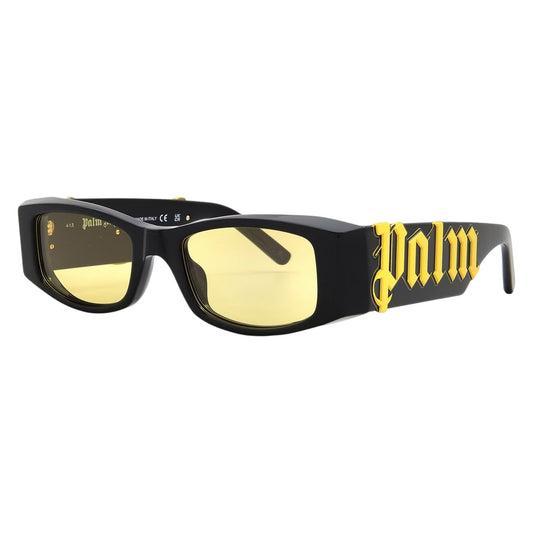 Black-Yellow - Front - Palm Angels Mens Rectangle Sunglasses