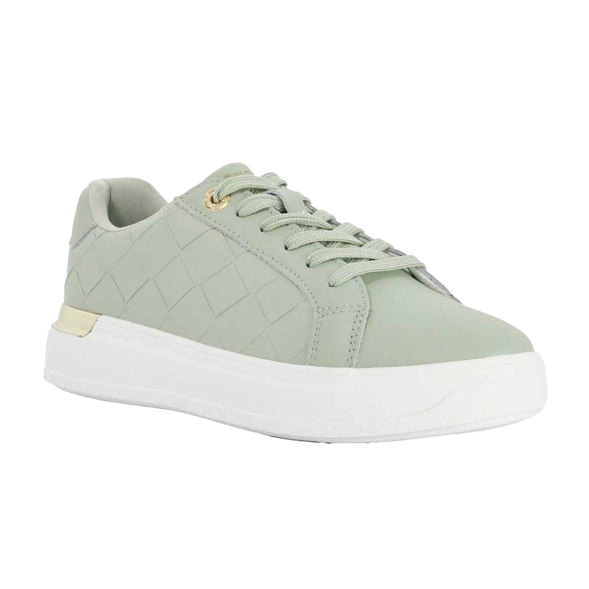 Green - Pack Shot - Dune London Womens-Ladies Eave Leather Trainers