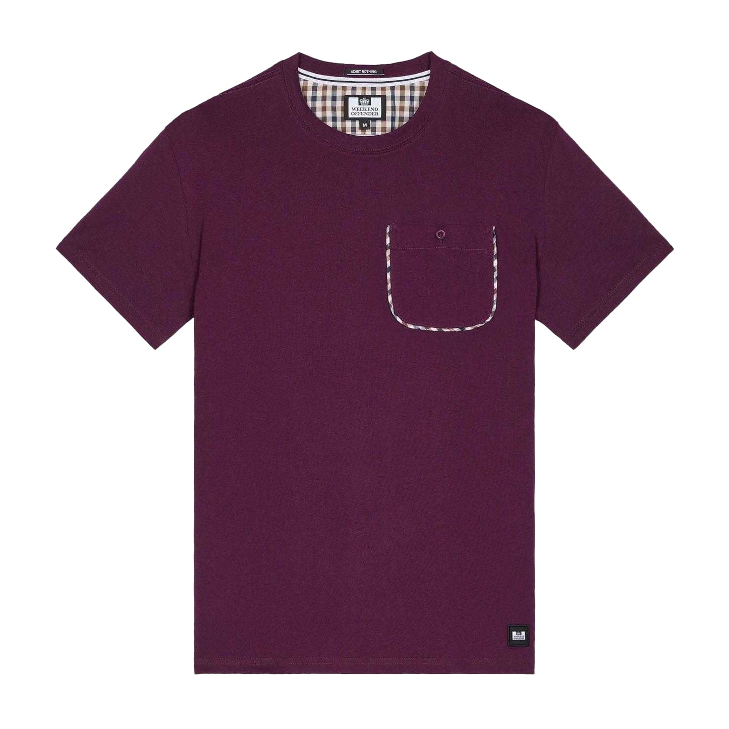 Berry - Front - Weekend Offender Mens Sutton Checked Chest Pocket T-Shirt