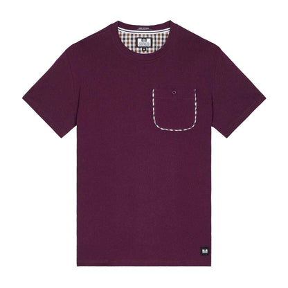 Berry - Front - Weekend Offender Mens Sutton Checked Chest Pocket T-Shirt