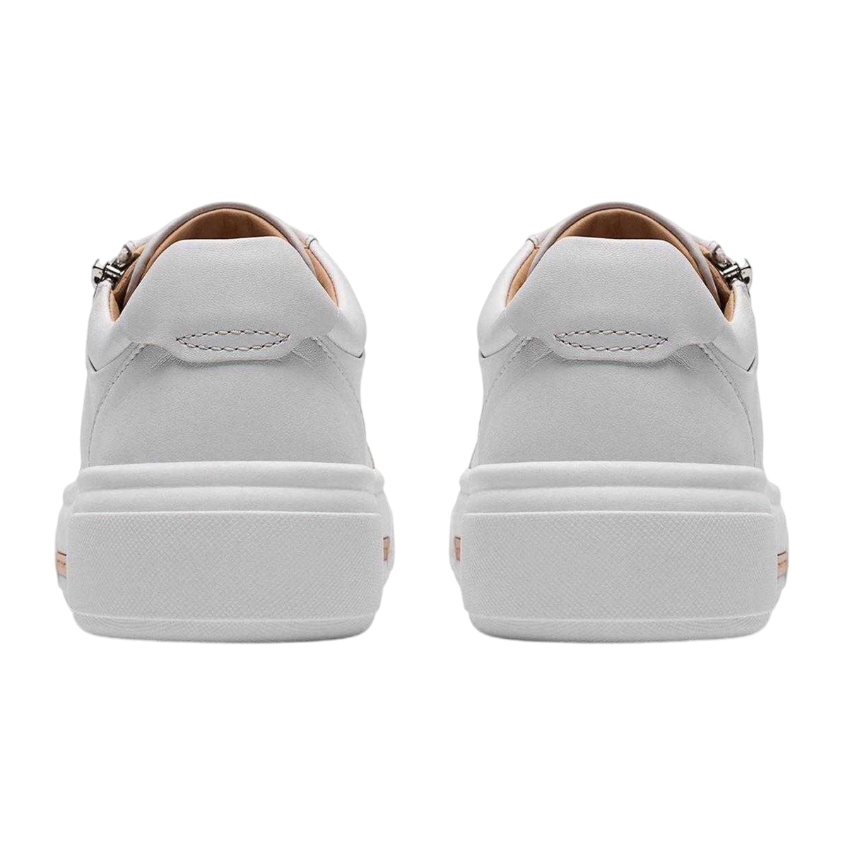 White - Back - Clarks Womens-Ladies Hollyrose Leather Zip Trainers