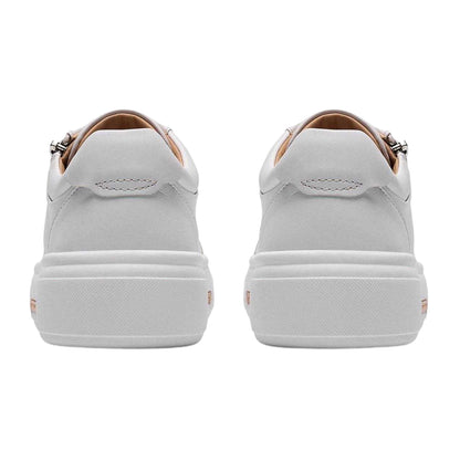 White - Back - Clarks Womens-Ladies Hollyrose Leather Zip Trainers