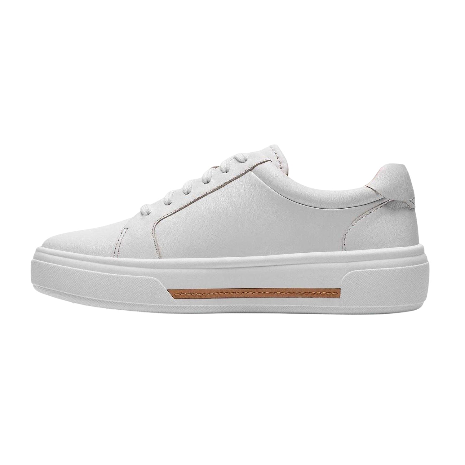 White - Side - Clarks Womens-Ladies Hollyrose Leather Zip Trainers