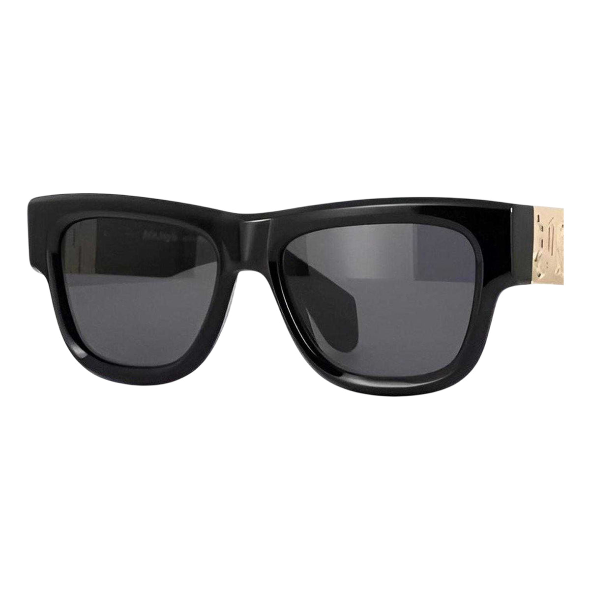 Black-Dark Grey - Side - Palm Angels Mens Merrill Rectangular Gold Detail Sunglasses