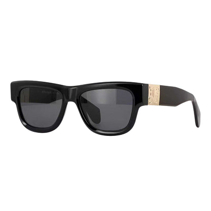 Black-Dark Grey - Front - Palm Angels Mens Merrill Rectangular Gold Detail Sunglasses
