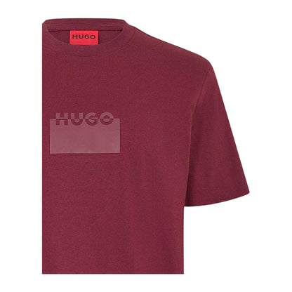 Dark Red - Side - Hugo Mens Delastio Regular T-Shirt