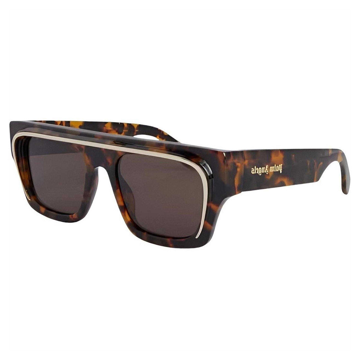Brown - Side - Palm Angels Mens Salton Rectangle Sunglasses