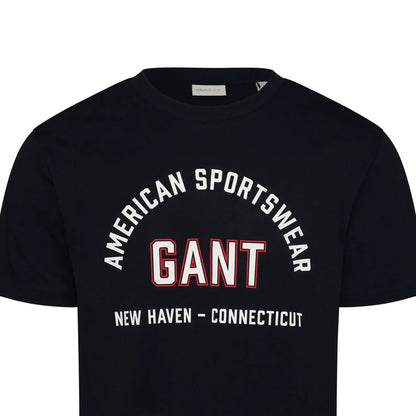 Black - Side - Gant Mens Graphic Print Regular T-Shirt