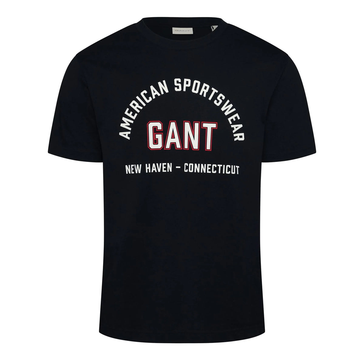 Black - Front - Gant Mens Graphic Print Regular T-Shirt
