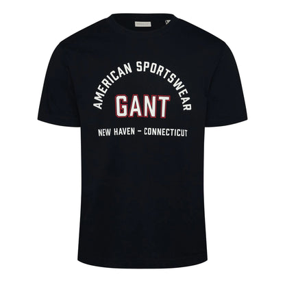 Black - Front - Gant Mens Graphic Print Regular T-Shirt