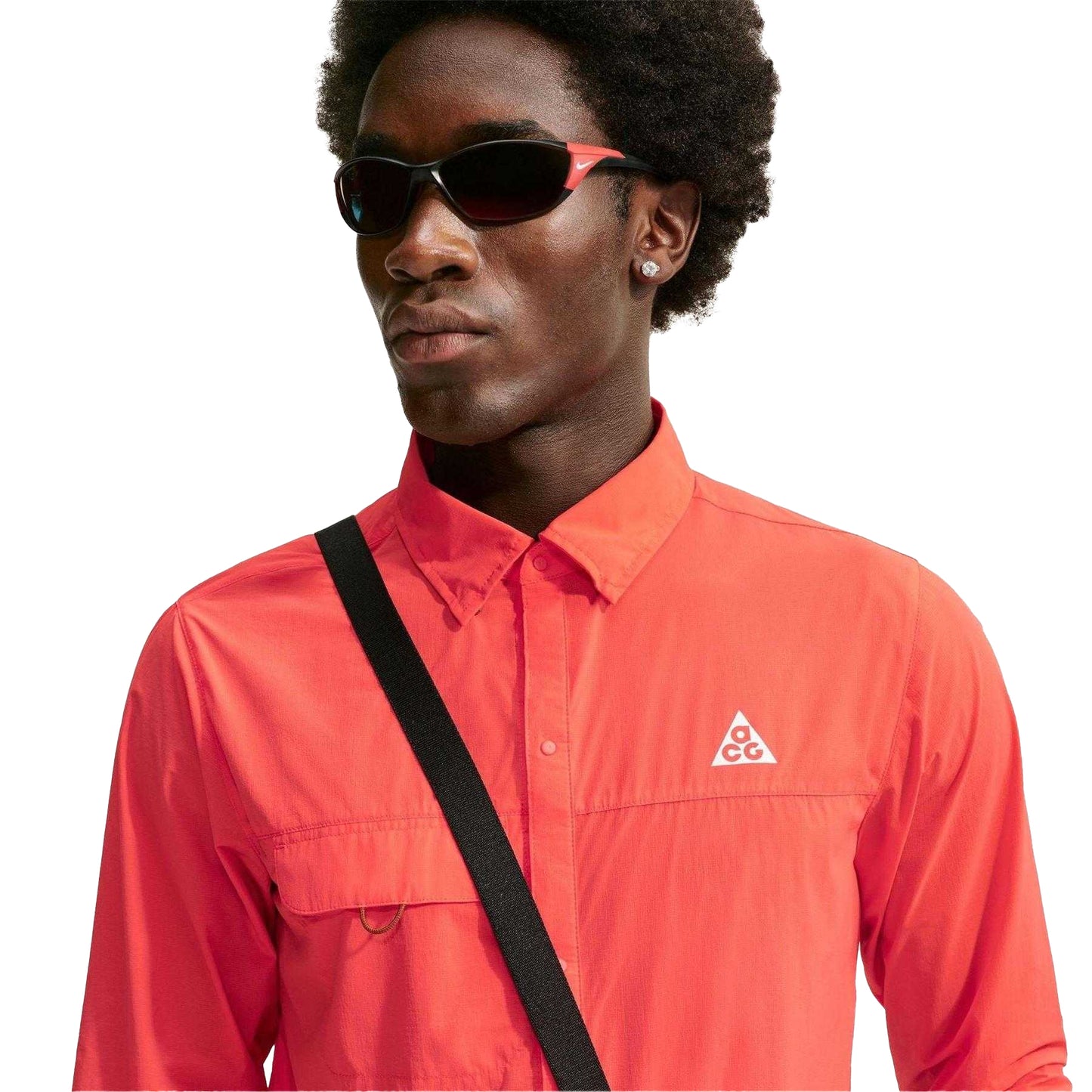 Crimson-White - Side - Nike Mens ACG Half Zip Long-Sleeved Running T-Shirt