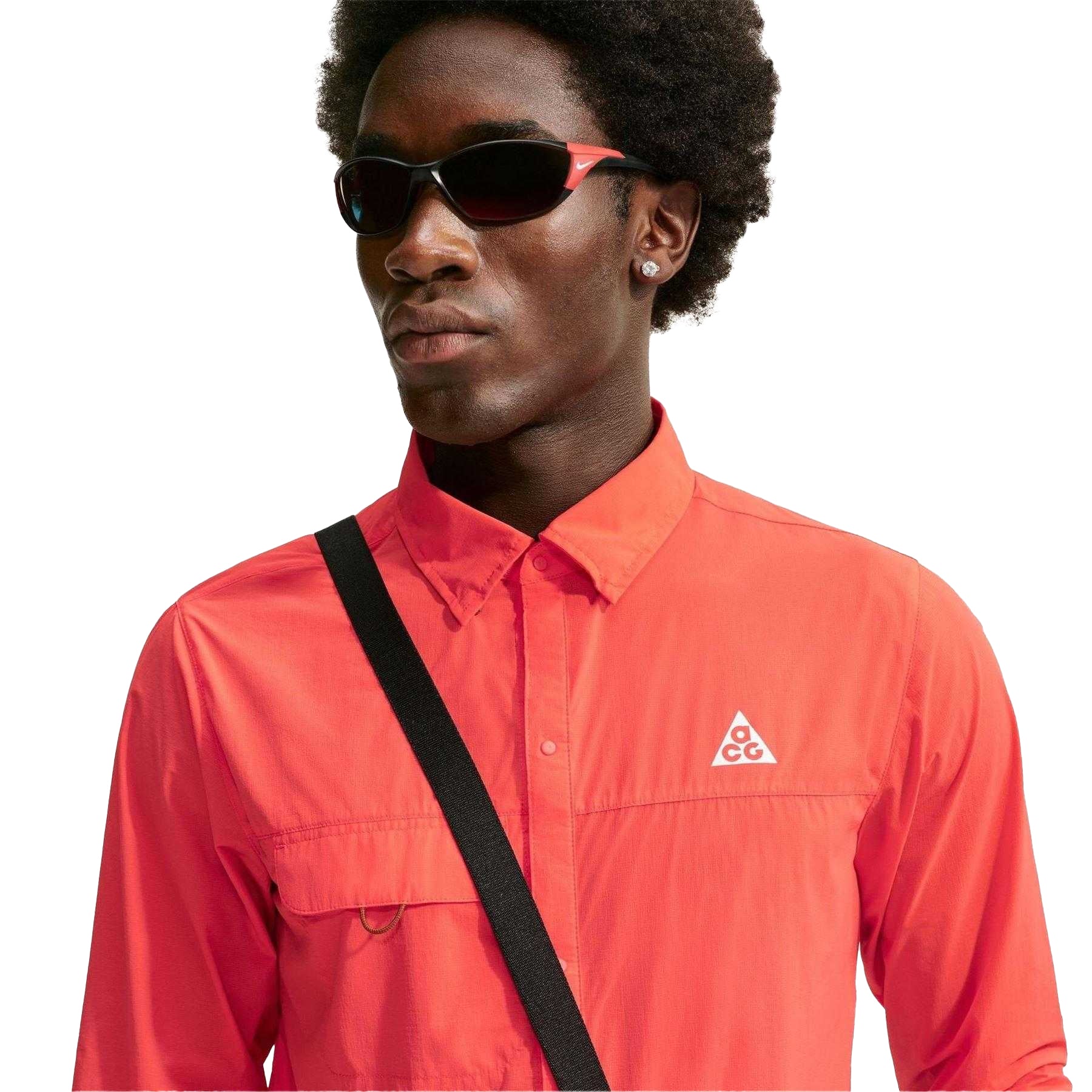 Crimson-White - Side - Nike Mens ACG Half Zip Long-Sleeved Running T-Shirt