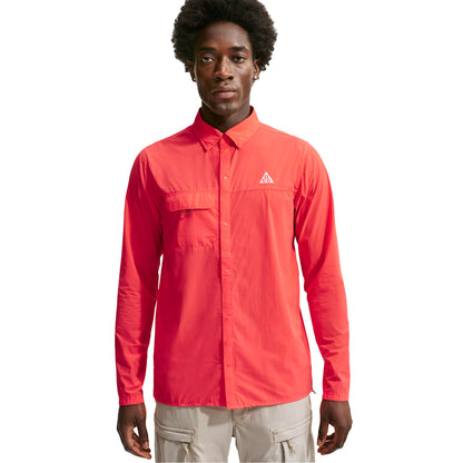 Crimson-White - Front - Nike Mens ACG Half Zip Long-Sleeved Running T-Shirt