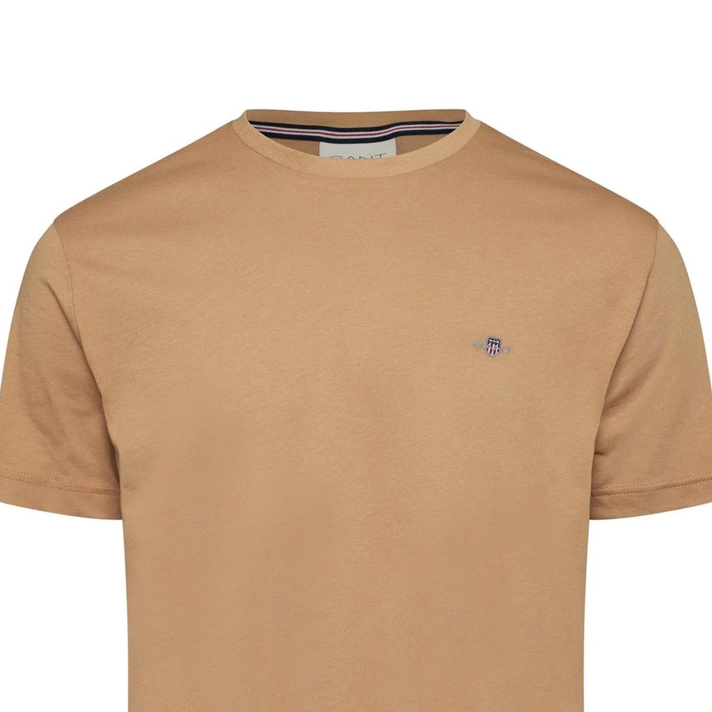 Beige - Side - Gant Mens Shield Logo Regular T-Shirt