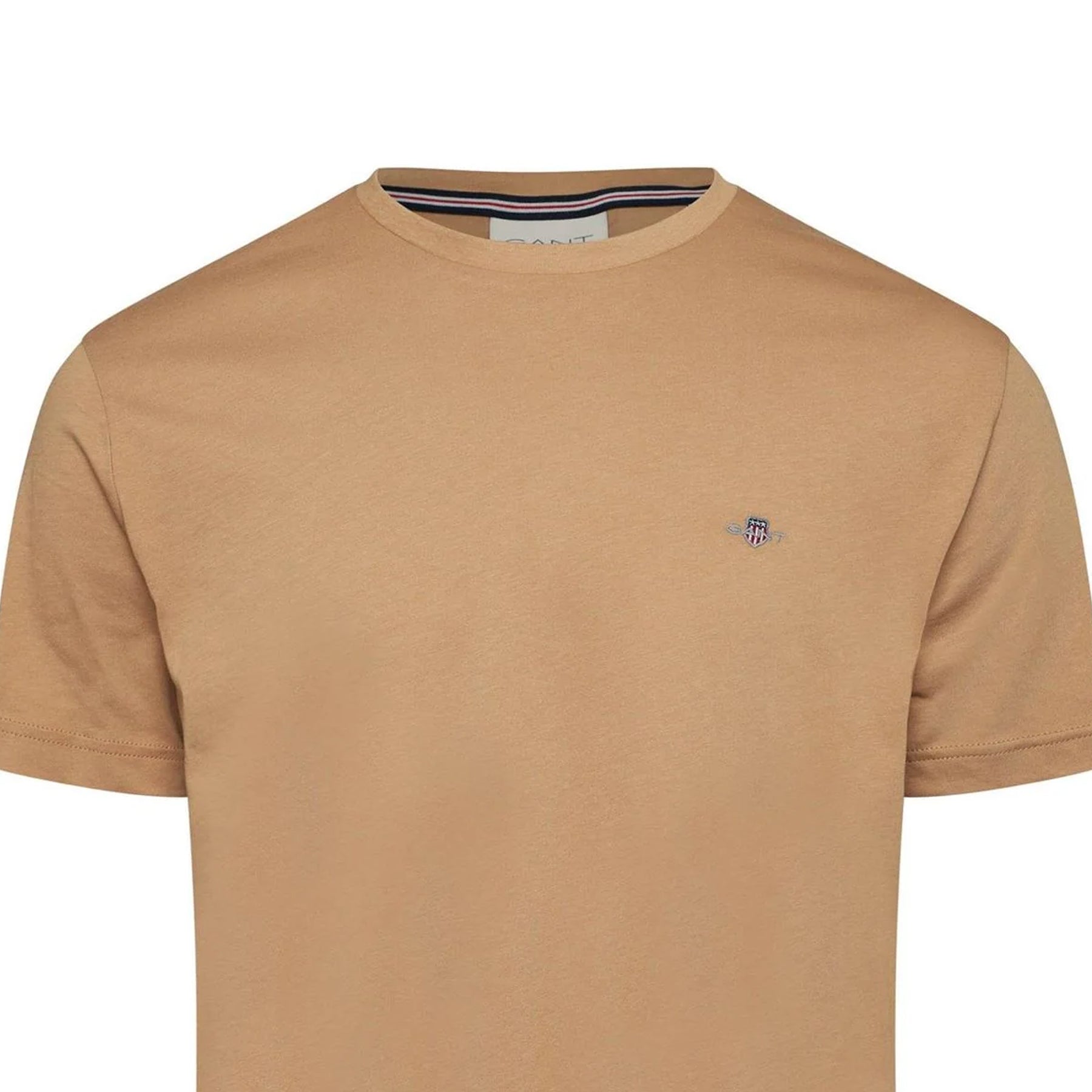Beige - Side - Gant Mens Shield Logo Regular T-Shirt