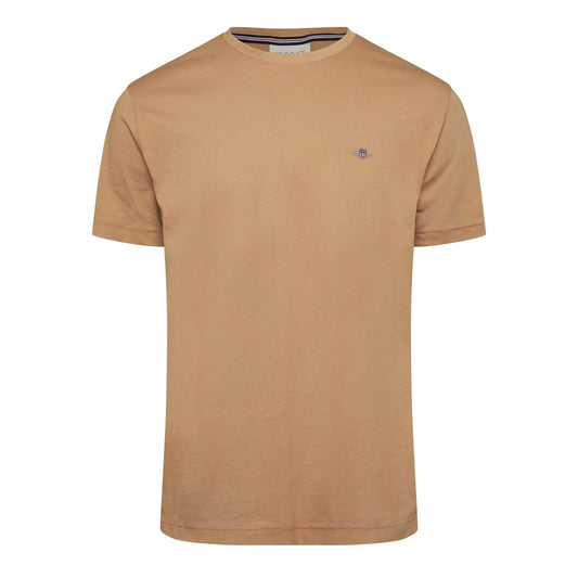 Beige - Front - Gant Mens Shield Logo Regular T-Shirt