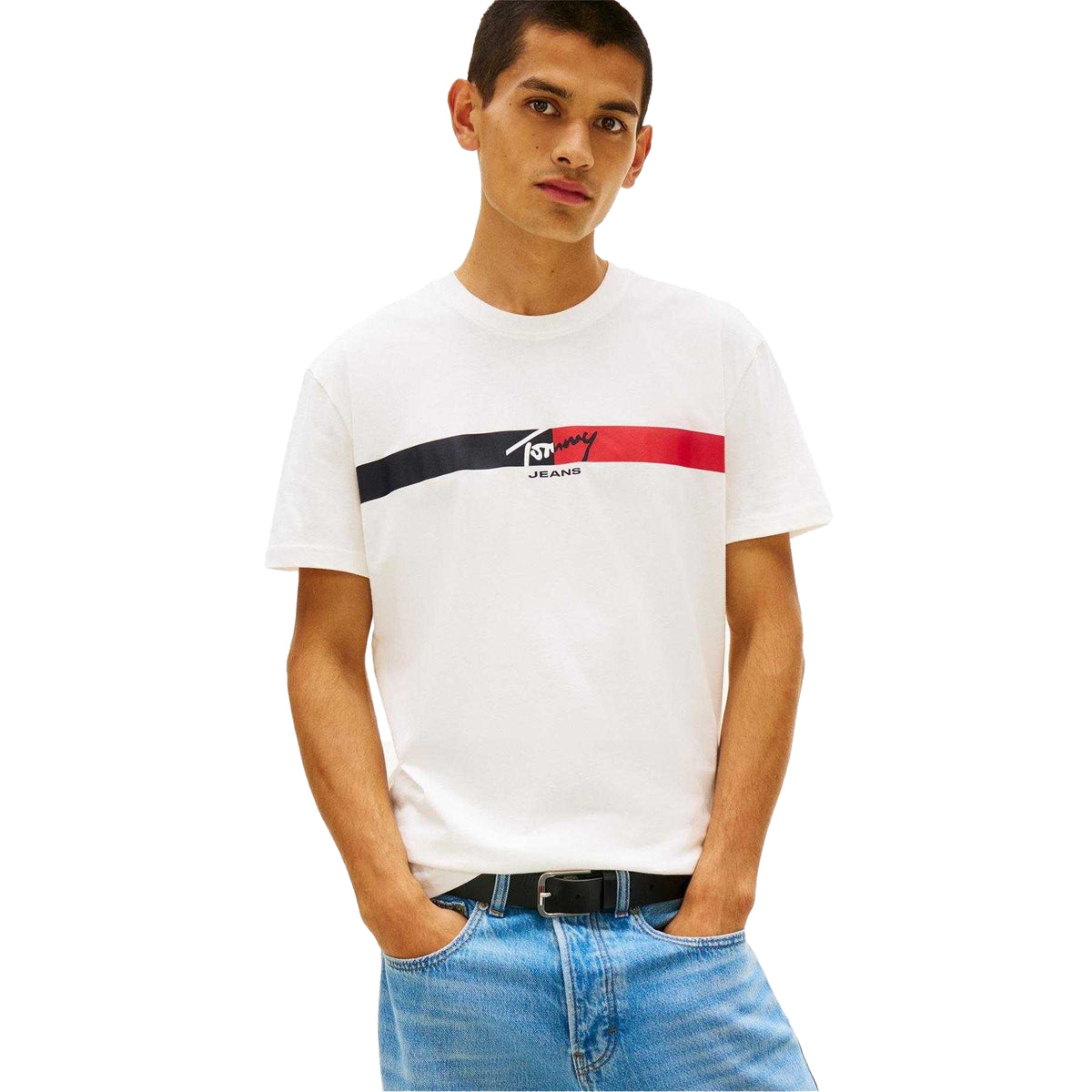 Ecru - Lifestyle - Tommy Jeans Mens Striped Jersey T-Shirt