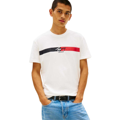Ecru - Lifestyle - Tommy Jeans Mens Striped Jersey T-Shirt