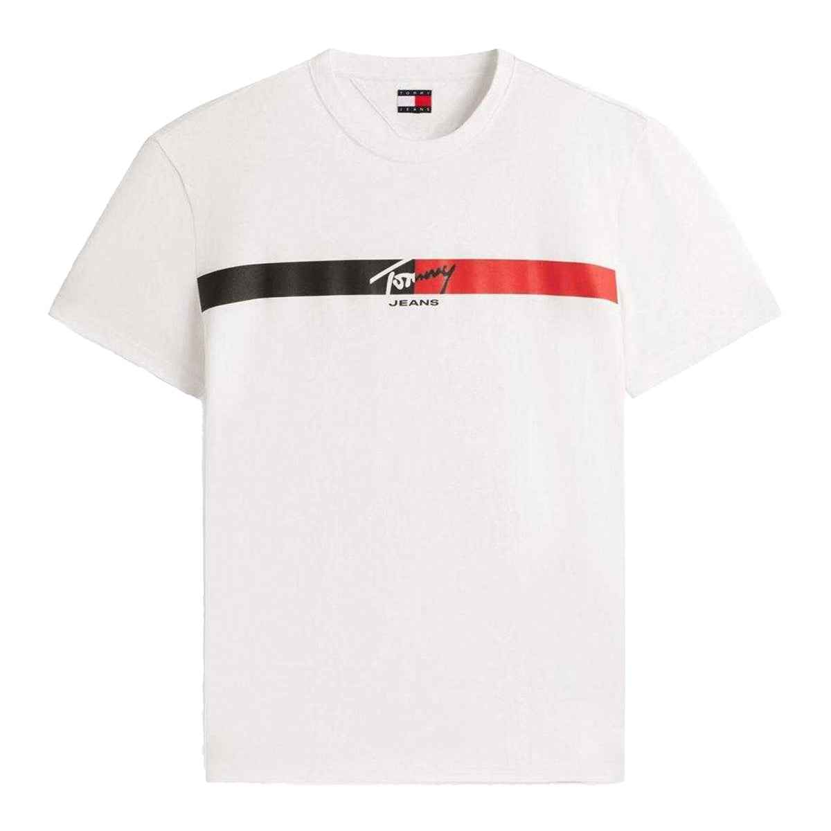 Ecru - Front - Tommy Jeans Mens Striped Jersey T-Shirt