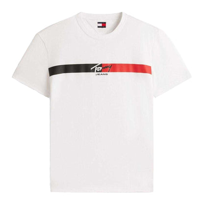 Ecru - Front - Tommy Jeans Mens Striped Jersey T-Shirt