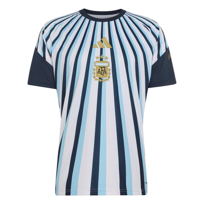 White-Blue - Front - Adidas Mens 2026 Pre Match Argentina T-Shirt