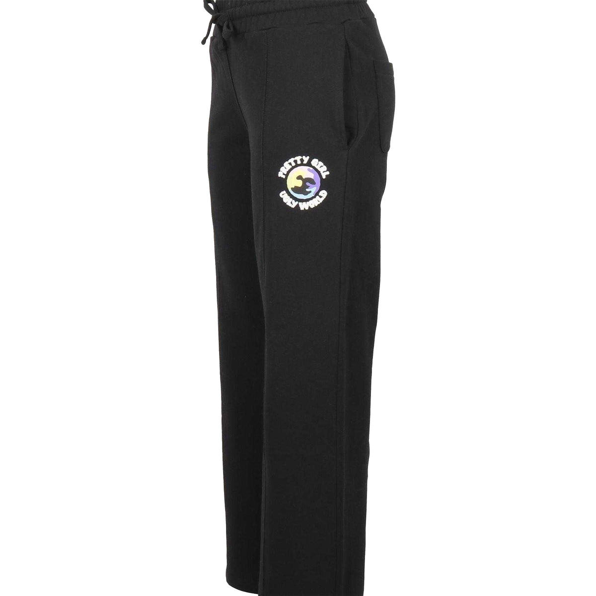 Black - Side - Pretty Boy Ugly World Womens-Ladies Cotton Logo Standard Joggers
