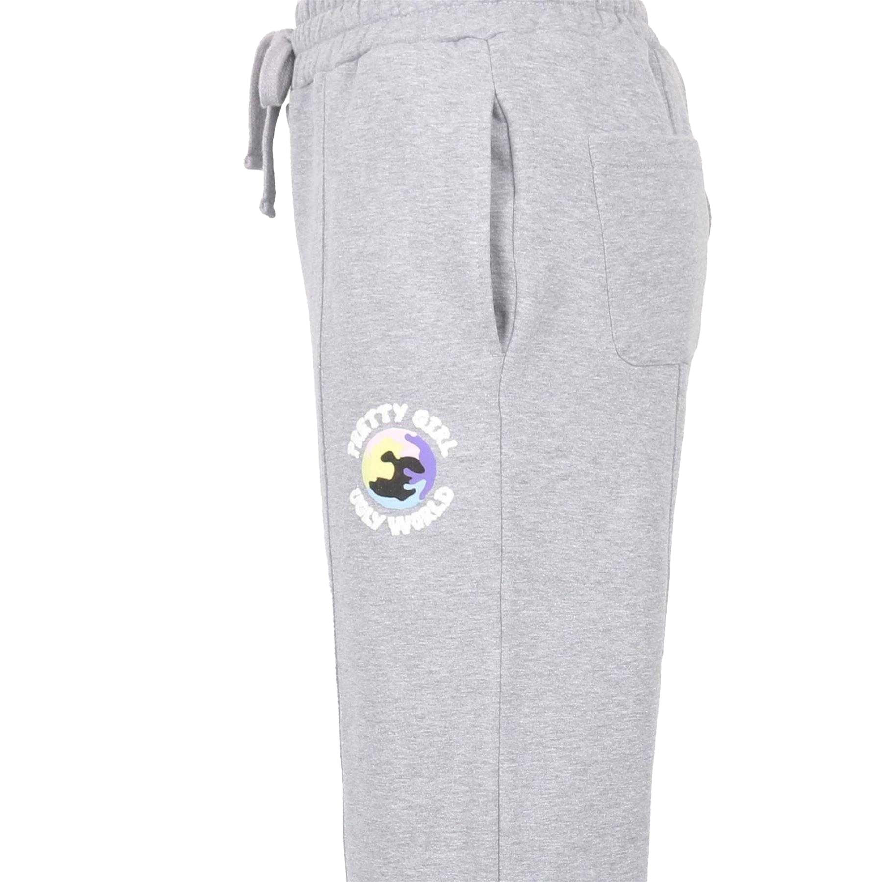 Grey - Side - Pretty Boy Ugly World Womens-Ladies Cotton Logo Standard Joggers
