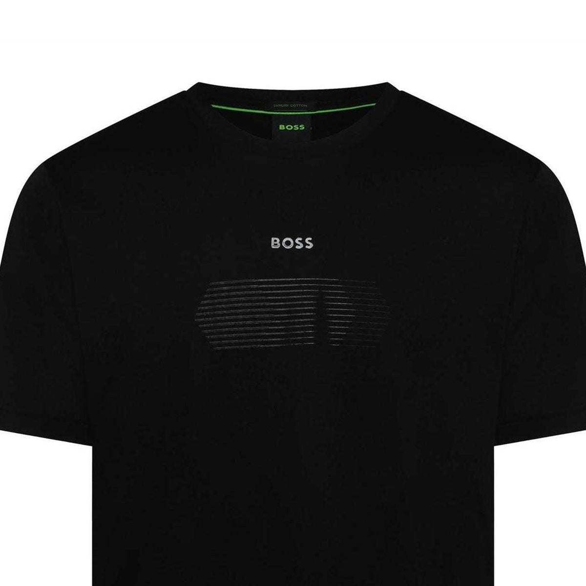 Black - Side - Boss Mens Unity Stripe Logo T-Shirt