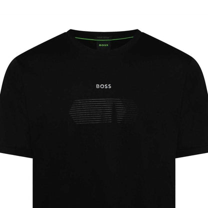 Black - Side - Boss Mens Unity Stripe Logo T-Shirt