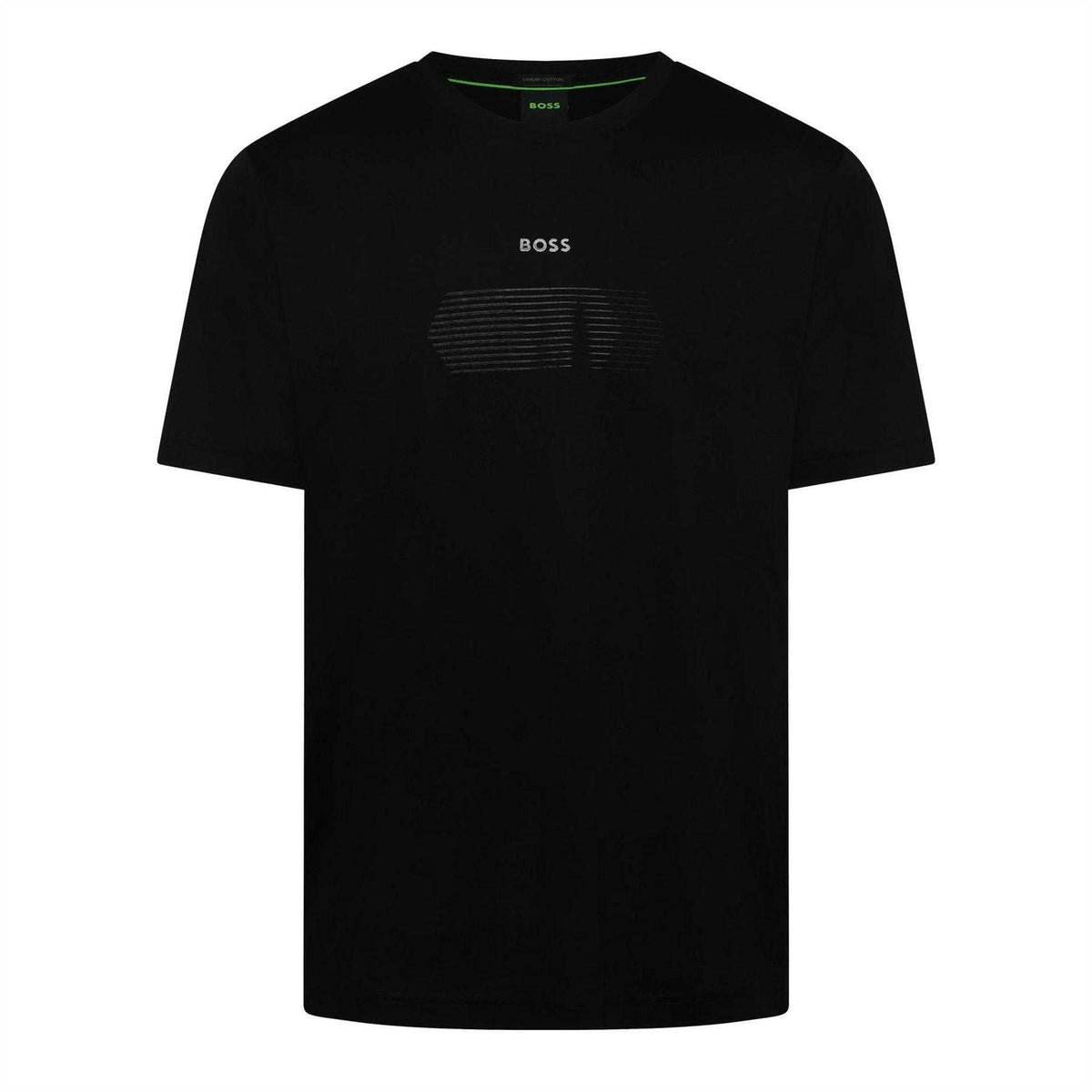 Black - Front - Boss Mens Unity Stripe Logo T-Shirt