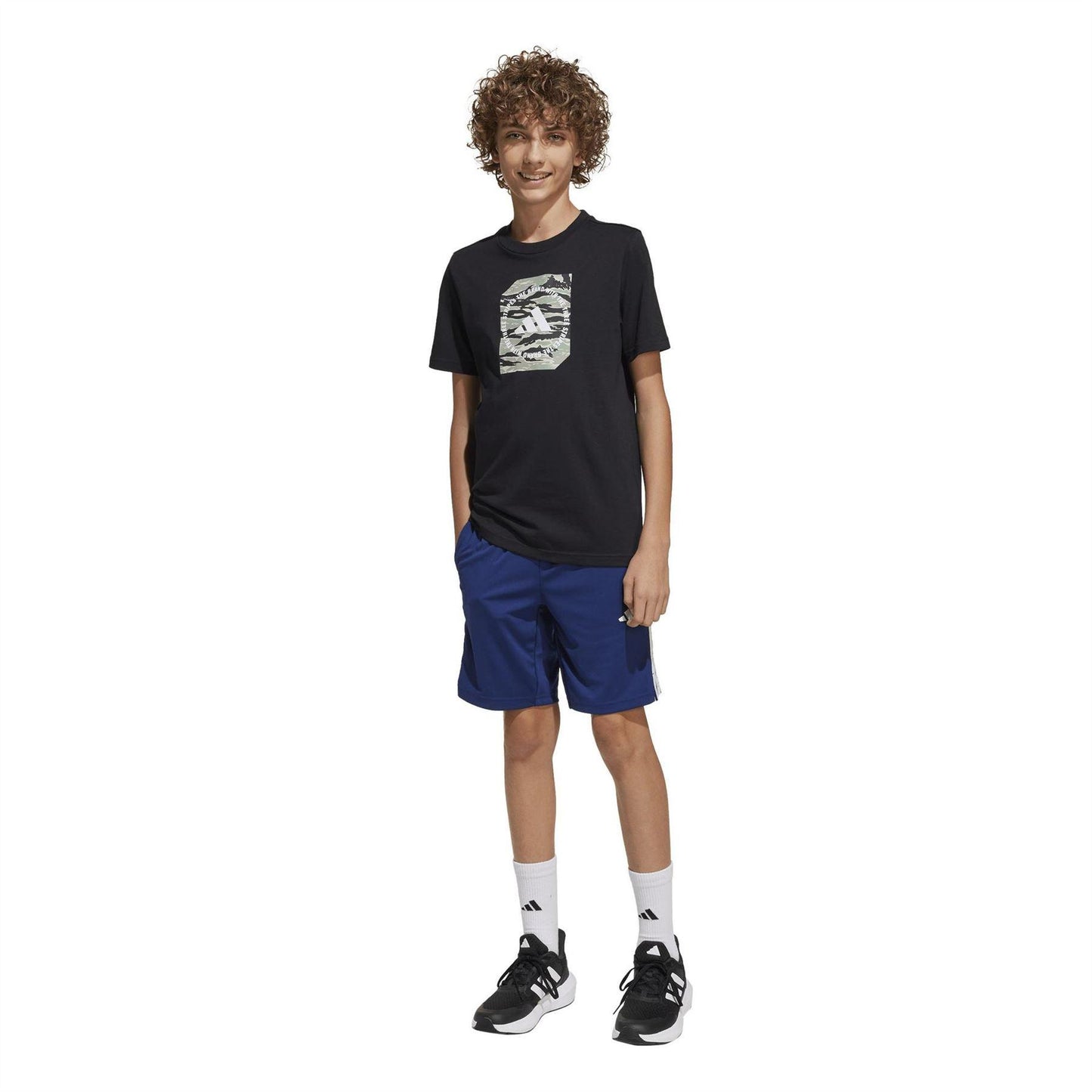 Black - Lifestyle - Adidas Childrens-Kids Camo Embossed T-Shirt