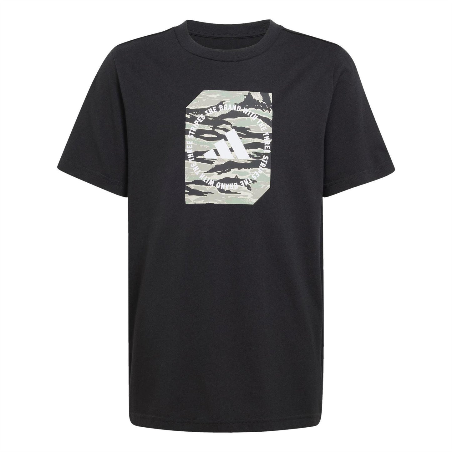 Black - Front - Adidas Childrens-Kids Camo Embossed T-Shirt