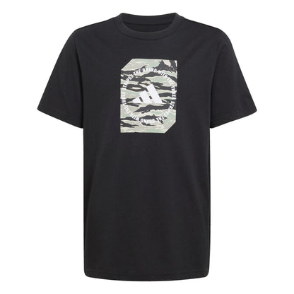 Black - Front - Adidas Childrens-Kids Camo Embossed T-Shirt