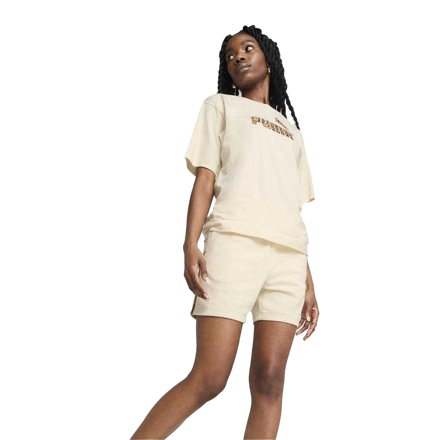 Beige - Lifestyle - Puma Womens-Ladies Animal Print Logo T-Shirt