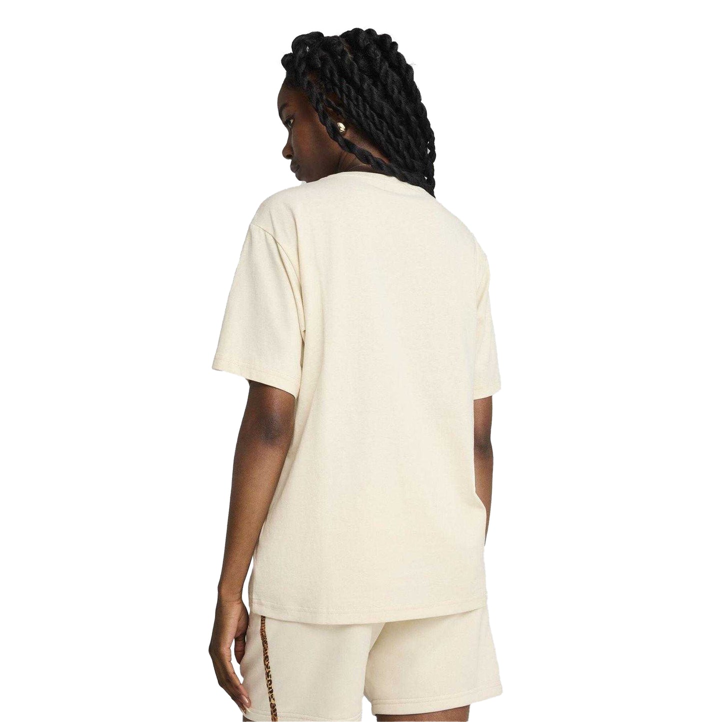 Beige - Pack Shot - Puma Womens-Ladies Animal Print Logo T-Shirt