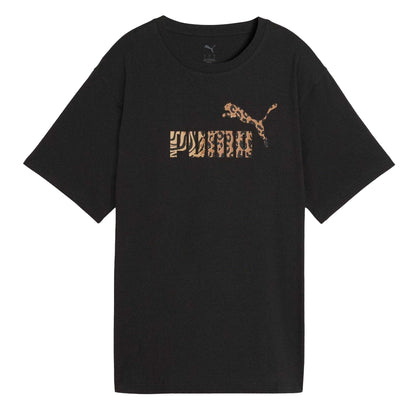 Black - Front - Puma Womens-Ladies Animal Print Logo T-Shirt