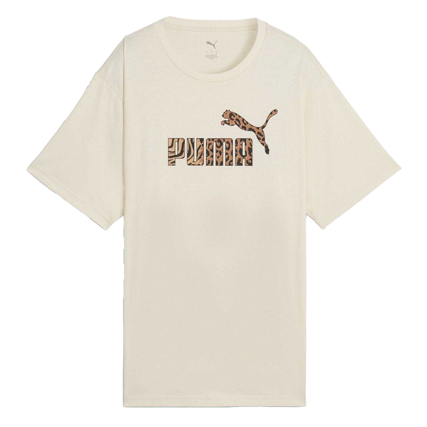 Beige - Front - Puma Womens-Ladies Animal Print Logo T-Shirt