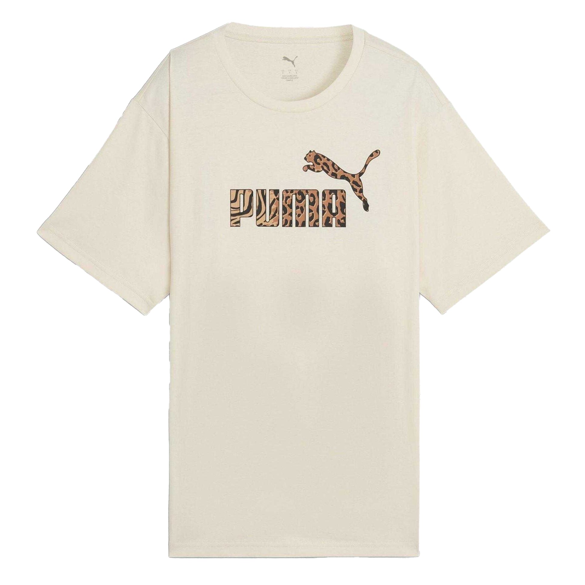 Beige - Front - Puma Womens-Ladies Animal Print Logo T-Shirt