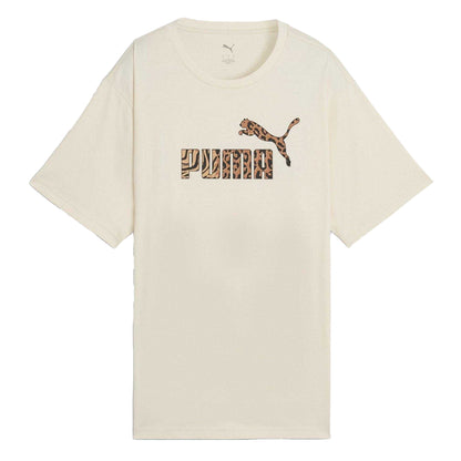 Beige - Front - Puma Womens-Ladies Animal Print Logo T-Shirt