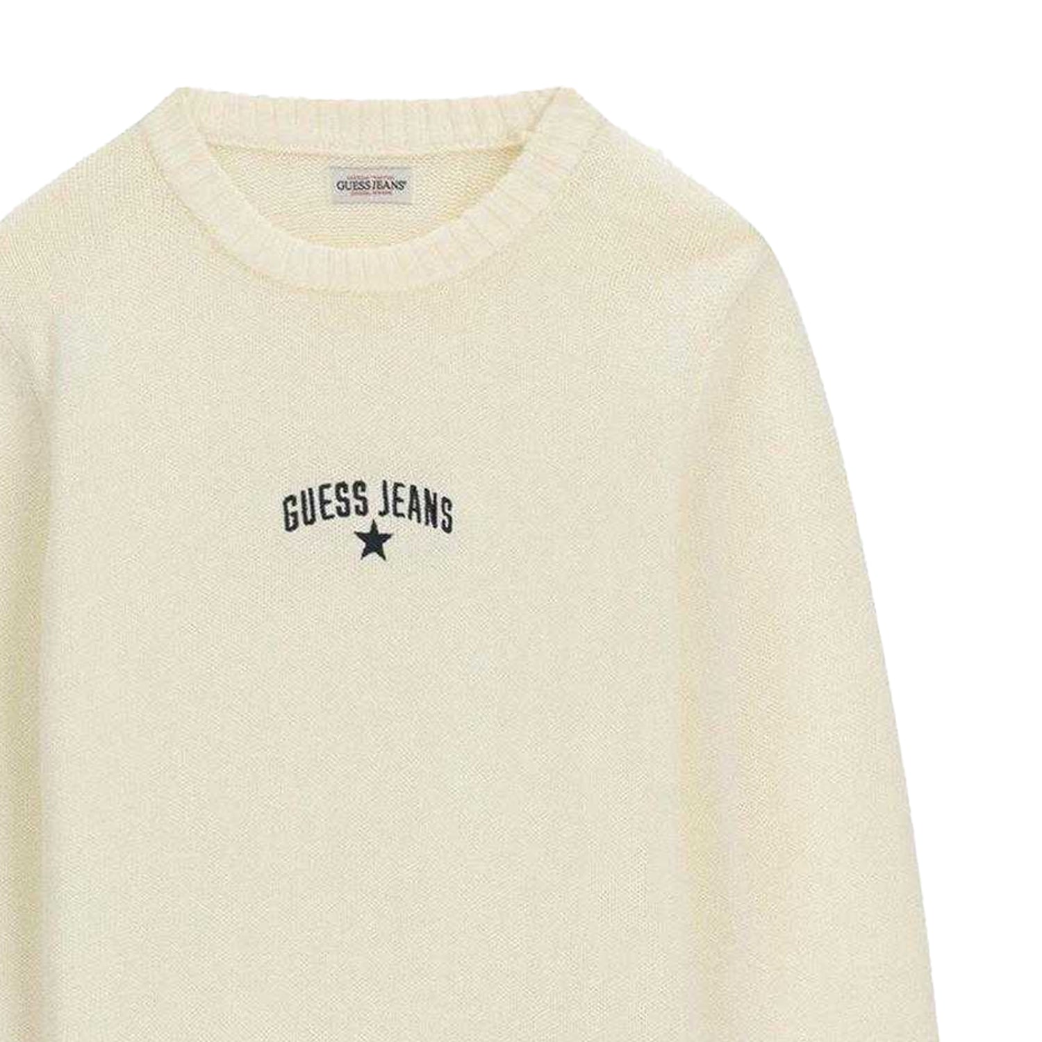 Warm White - Side - Guess Womens-Ladies Jeans Embroidered Logo Jumper