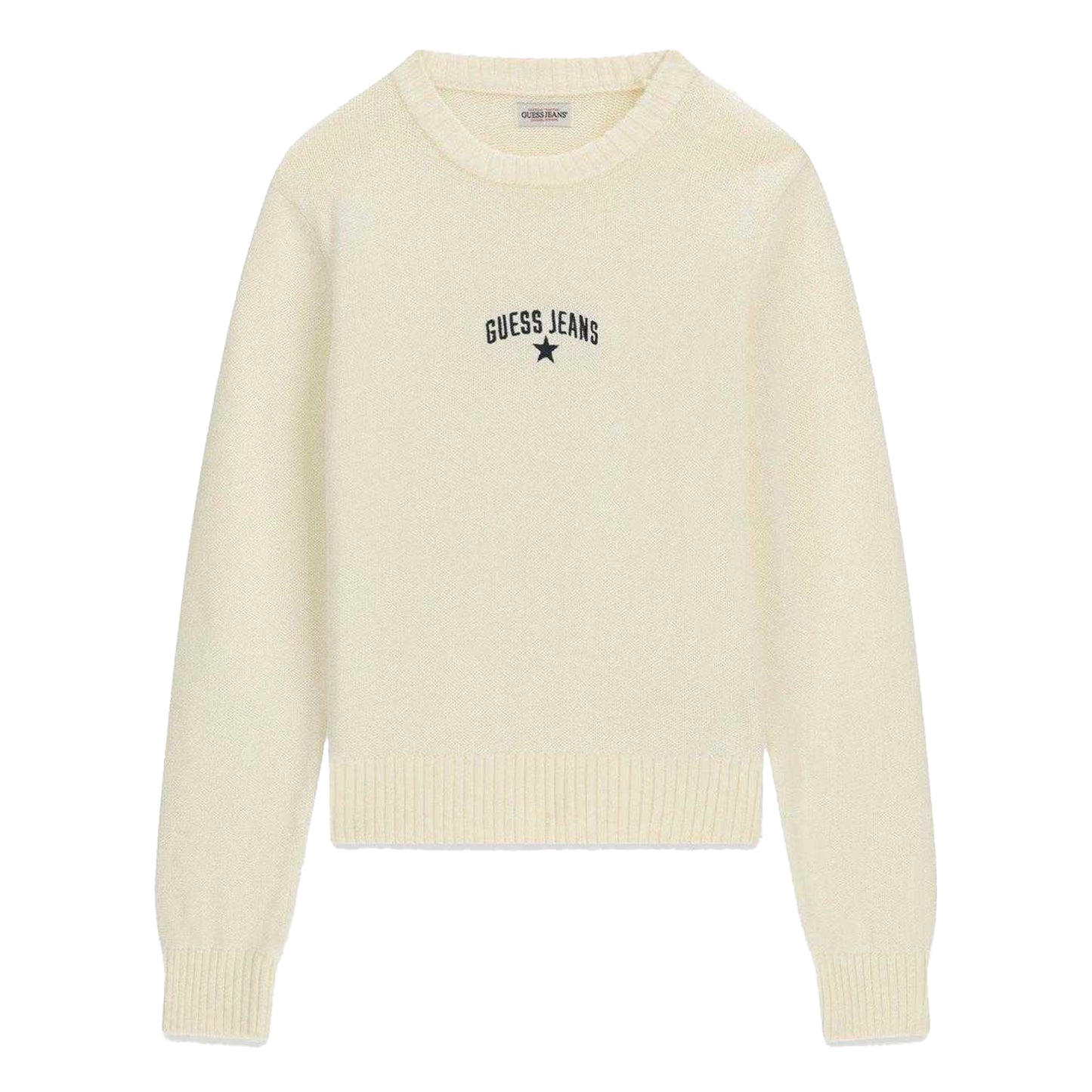 Warm White - Front - Guess Womens-Ladies Jeans Embroidered Logo Jumper