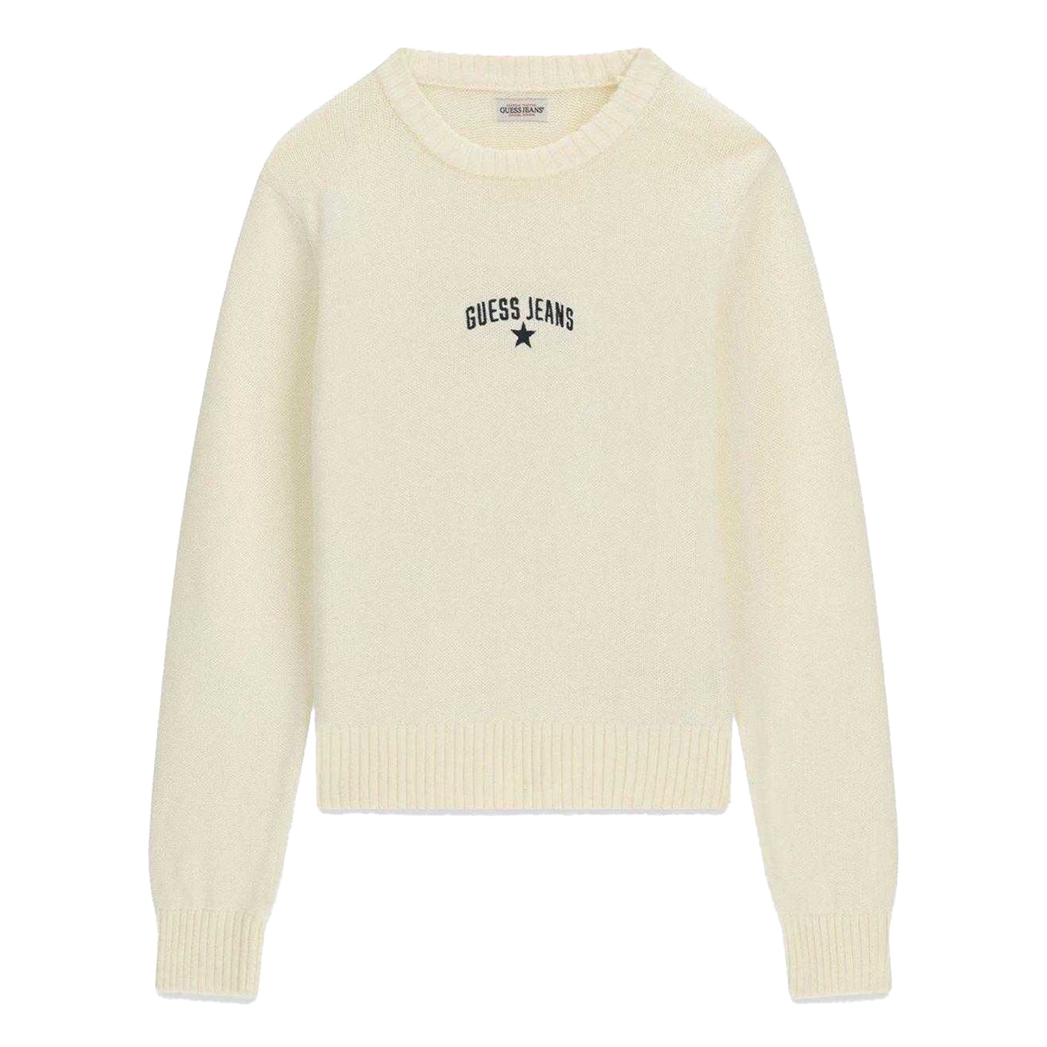 Warm White - Front - Guess Womens-Ladies Jeans Embroidered Logo Jumper