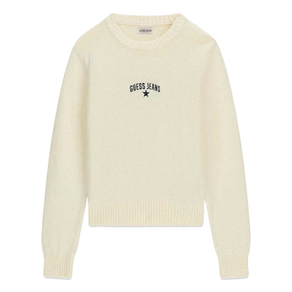 Warm White - Front - Guess Womens-Ladies Jeans Embroidered Logo Jumper