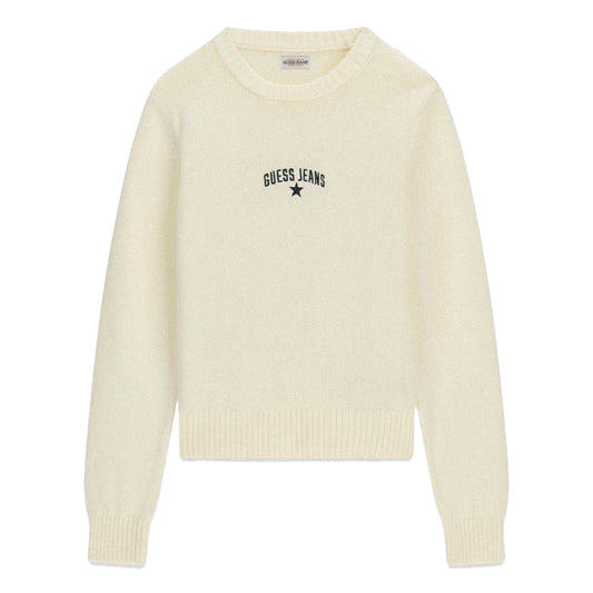 Warm White - Front - Guess Womens-Ladies Jeans Embroidered Logo Jumper