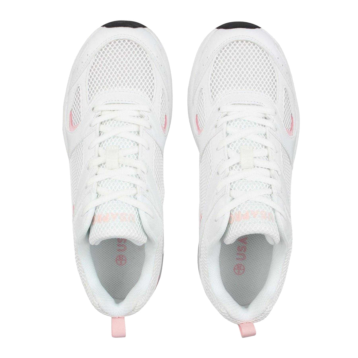 White-Pink - Side - USA Pro Womens-Ladies Pro Mira Synthetic Leather Trainers
