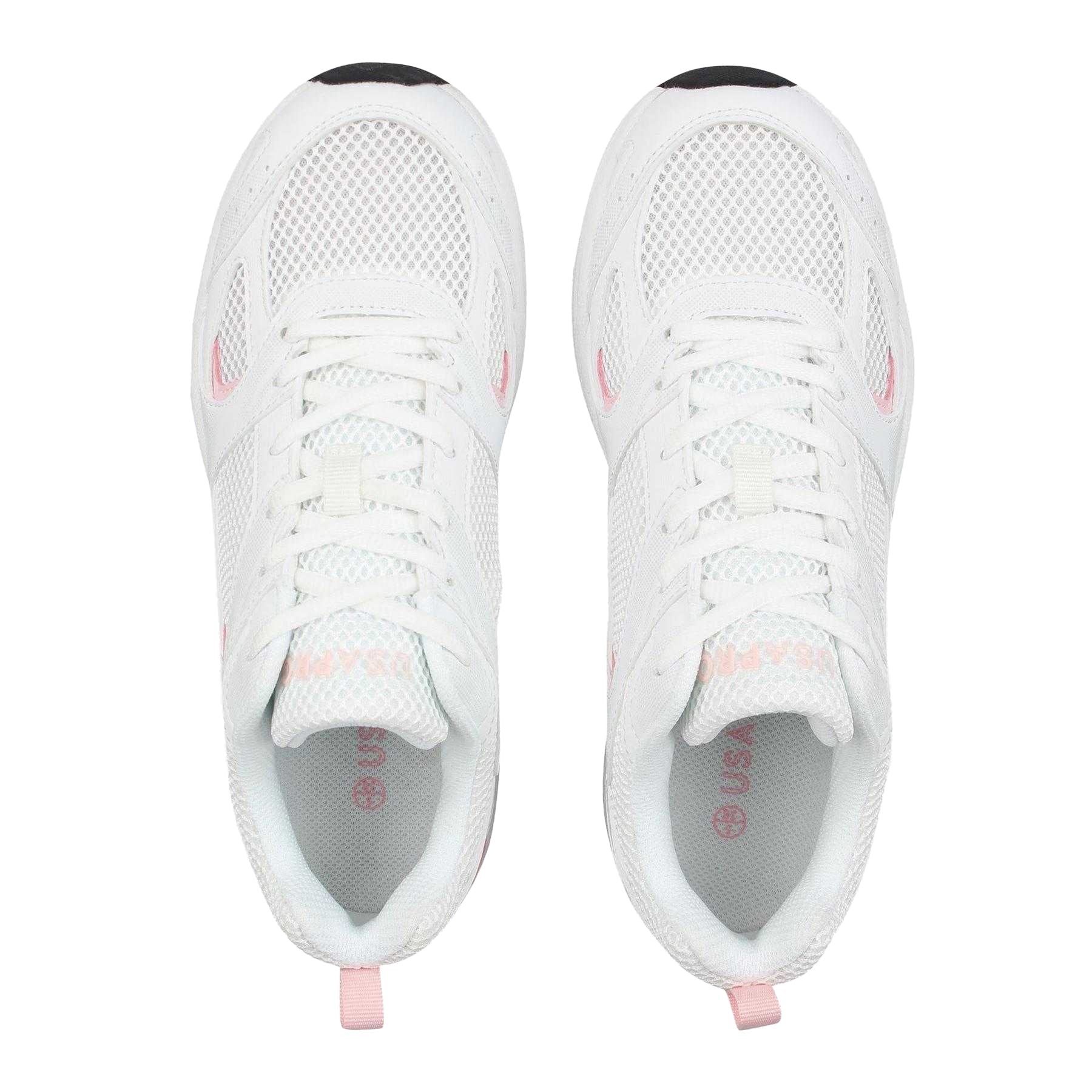 White-Pink - Side - USA Pro Womens-Ladies Pro Mira Synthetic Leather Trainers